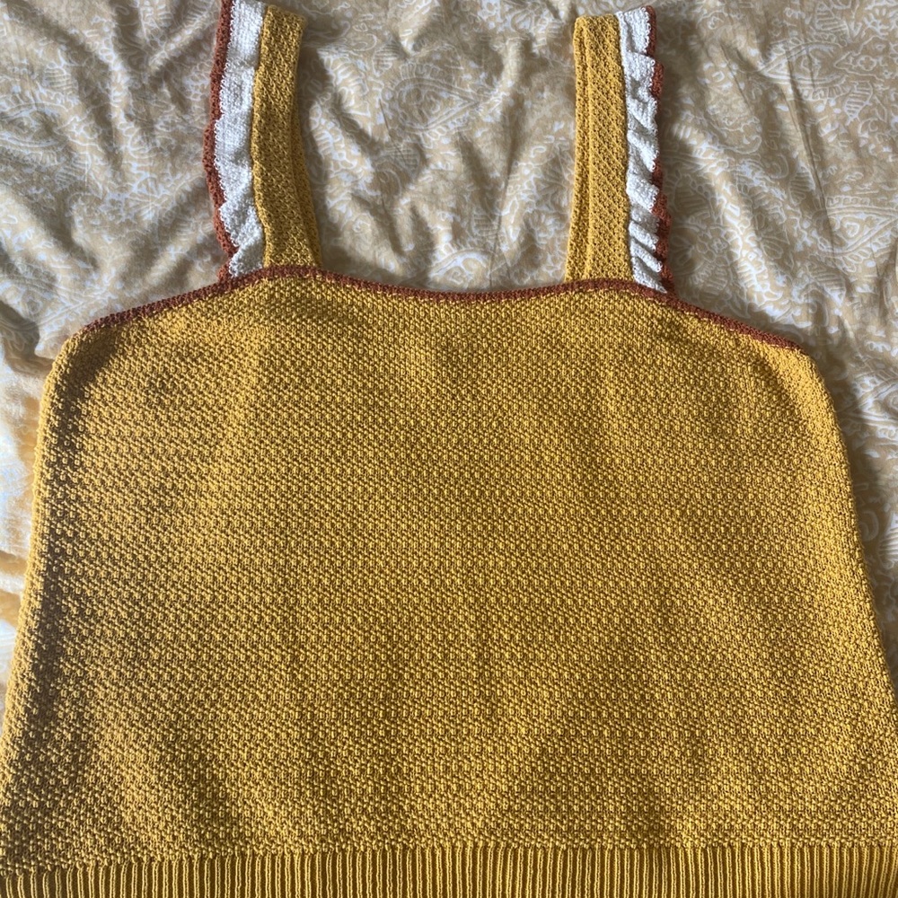 Madewell Crochet Ruffle-Strap Sweater Tank